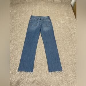 Gap boy jeans mid rise womens sz 4L/27 fray edge blue jeans straight denim